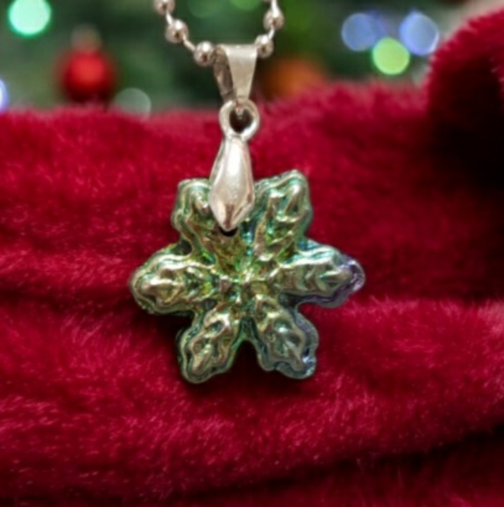 Bismuth Snowflake Pendant Necklace